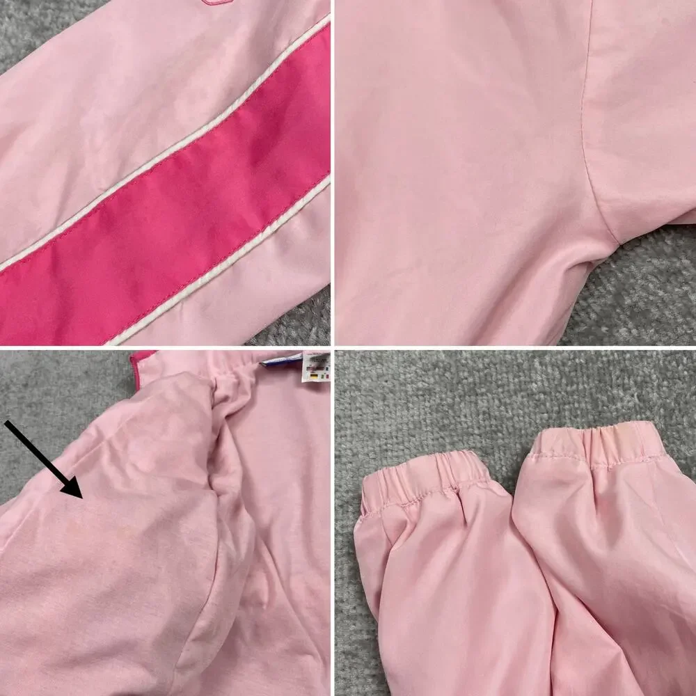 Reebok Toddler Girls Windbreaker Jacket 4T Pink Green Hooded Full Zip Retro y2k